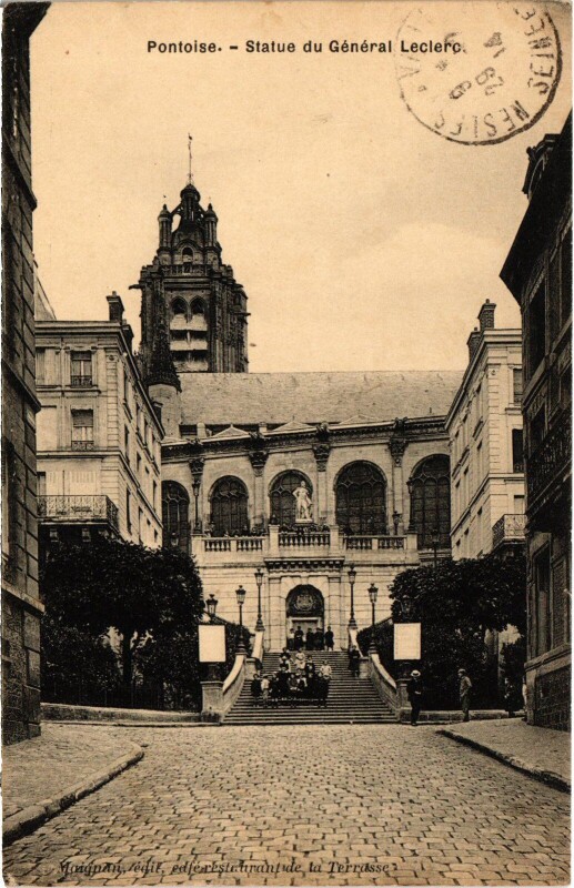 Carte postale ancienne Pontoise Statue du General Leclerc France à Pontoise