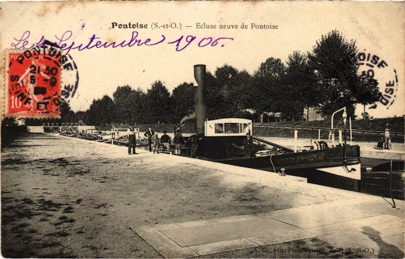 Carte postale ancienne Pontoise Ecluse neuve France à Pontoise