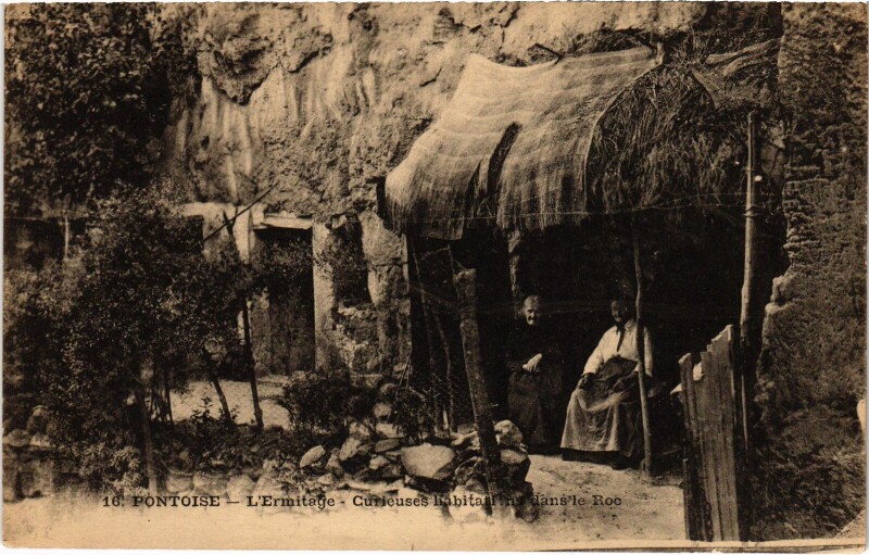 Carte postale ancienne Pontoise L'Ermitage, Curieuse Habitation dans le Roc France à Pontoise