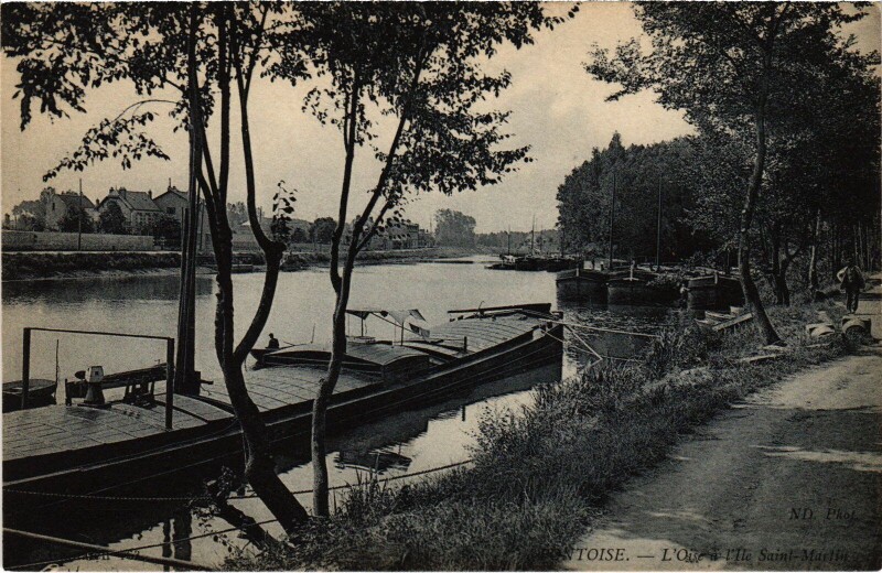 Carte postale ancienne Pontoise L'Oise a l'Ile Saint-Martin France à Pontoise