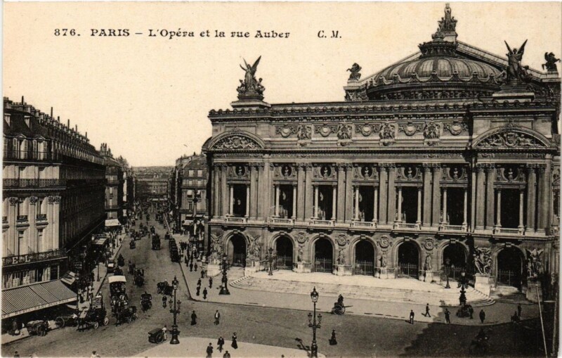 Carte postale ancienne Paris 9e - L'Opera et la rue Auber à Paris 9e
