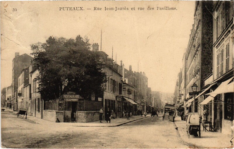 Carte postale ancienne Puteaux Rue Jean Jaures et rue des Pavillons France à Puteaux