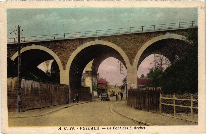 Carte postale ancienne Puteaux Le Pont des 5 Arches France à Puteaux