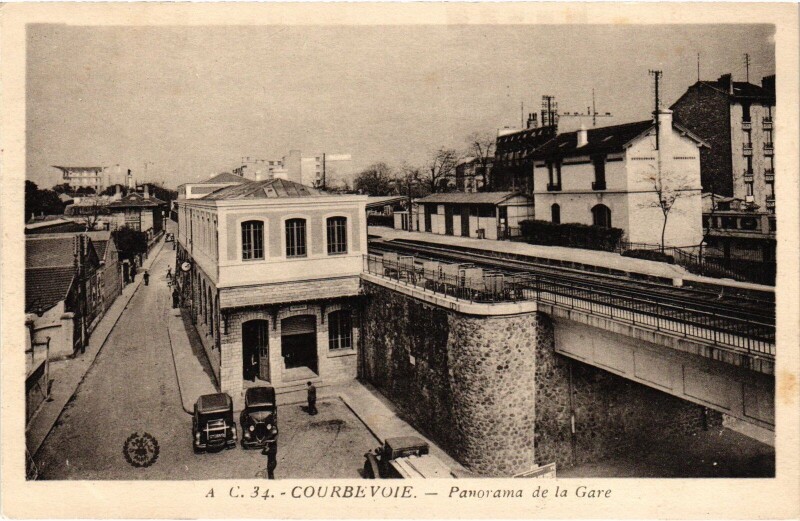 Carte postale ancienne Courbevoie Panorama de la Gare France à Courbevoie