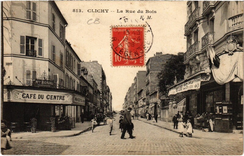 Carte postale ancienne La Rue du Bois à Clichy