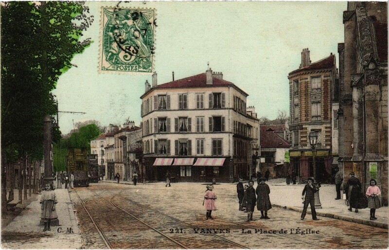 Carte postale ancienne Vanves La Place de l'Eglise France à Vanves