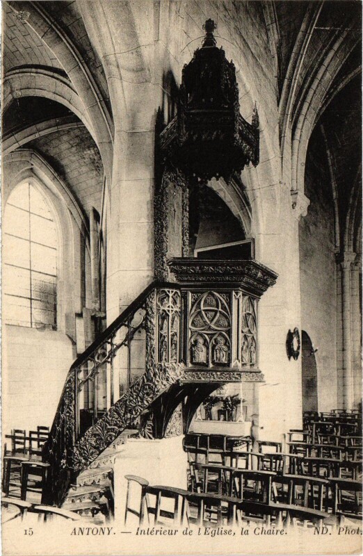 Carte postale ancienne Antony Interieur de l'Eglise, la Chaire France à Antony