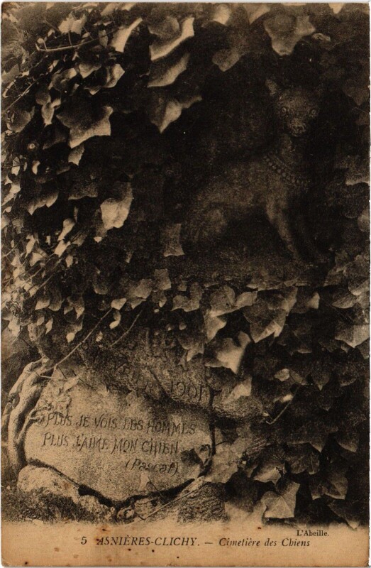 Carte postale ancienne Asnieres Cimetiere de Chiens France