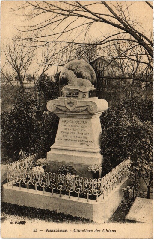 Carte postale ancienne Asnieres Cimetiere des Chiens France