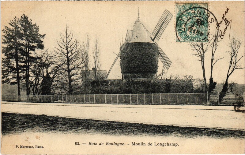 Carte postale ancienne Bois de Boulogne - Moulin de Longchamp à Paris 16e