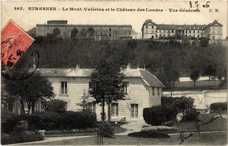 Carte postale ancienne Suresnes Le Mont Valerien et le Chateau des Landes France à Suresnes