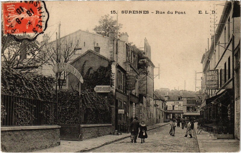 Carte postale ancienne Suresnes Rue du Pont France à Suresnes