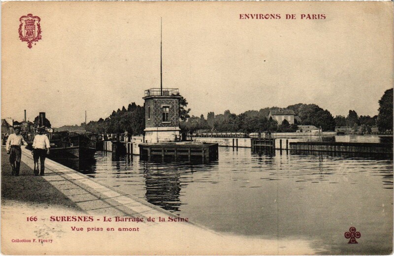 Carte postale ancienne Suresnes Le Barrage de la Seine France à Suresnes