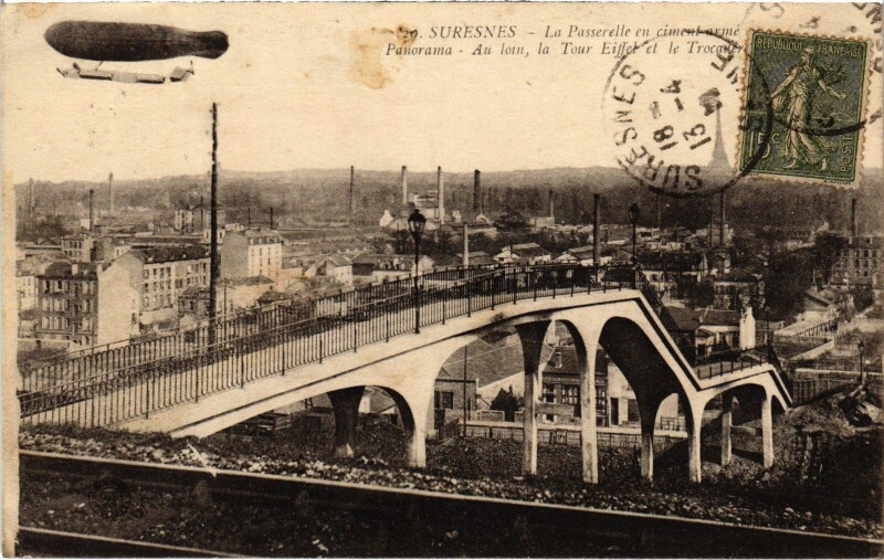 Carte postale ancienne Suresnes La Passerelle, Panorama France à Suresnes