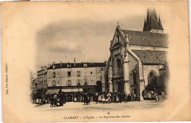 Carte postale ancienne Clamart L'Eglise, Le Bapteme des cloches France à Clamart