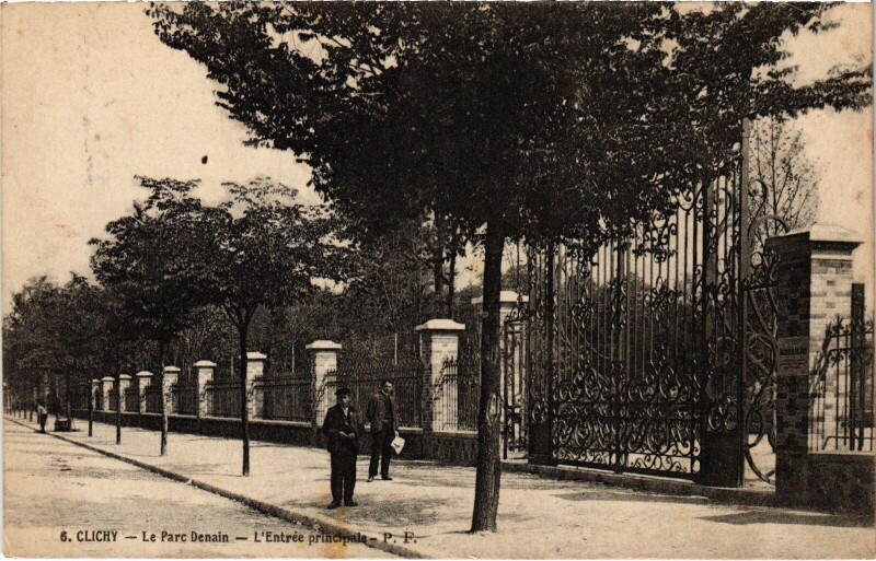 Carte postale ancienne Le Parc Denain — L'Entrée principale à Clichy