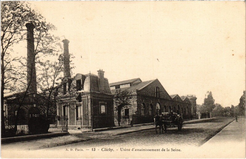 Carte postale ancienne Usine d'assainissement de la Seine à Clichy