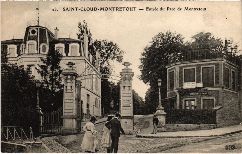 Carte postale ancienne Saint-Cloud Entree du Parc de Montretout France à Saint-Cloud