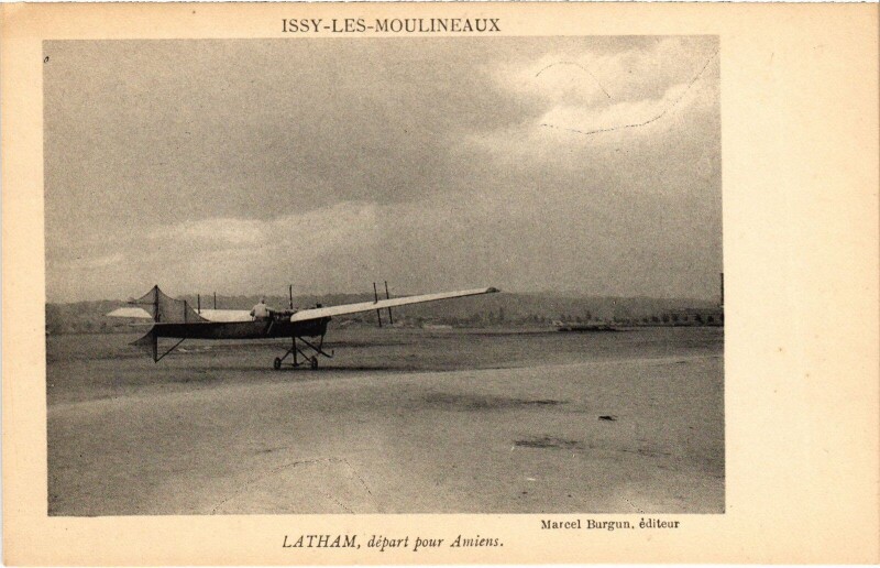Carte postale ancienne Issy les Moulineaux Latham, depart pour Amiens France à Issy-les-Moulineaux