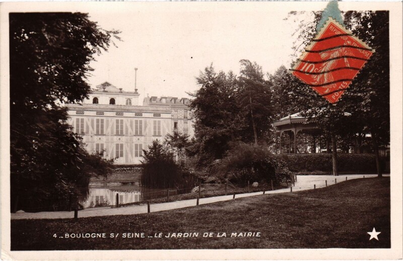 Carte postale ancienne Boulogne sur Seine Le Jardin de la Mairie France
