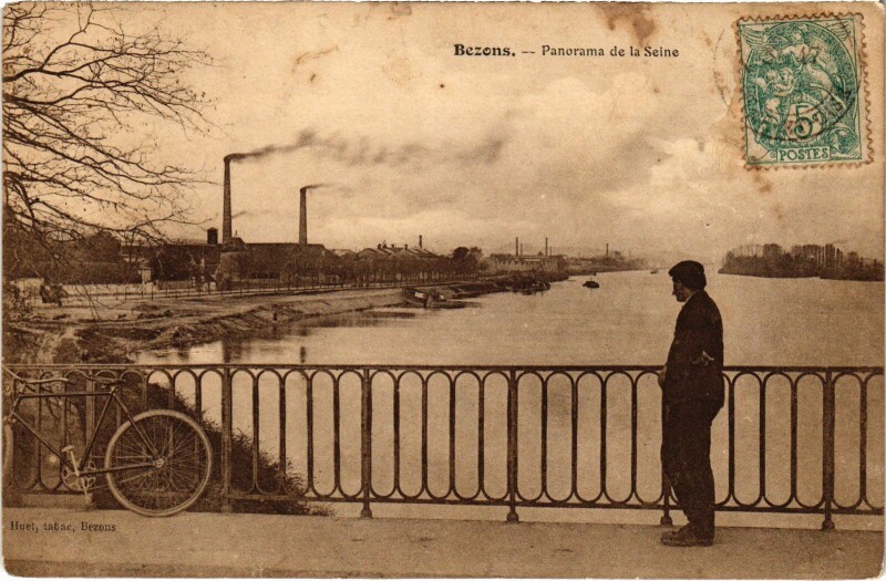 Carte postale ancienne Bezons Panorama de la Seine France à Bezons