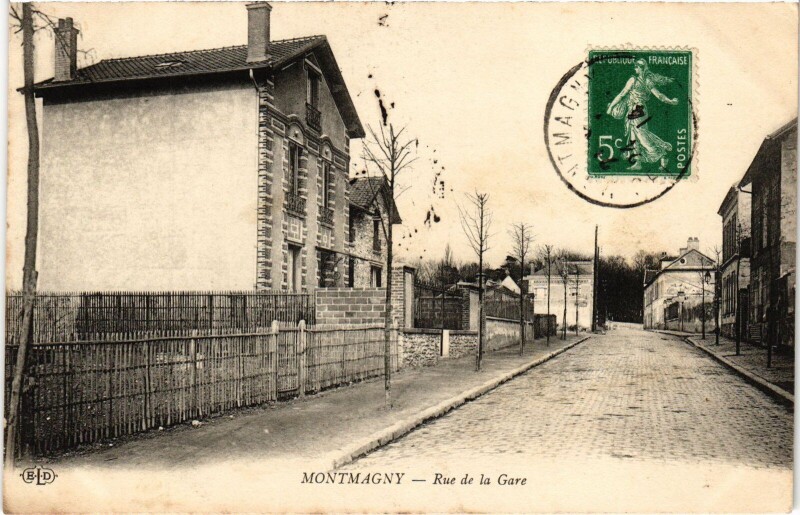 Carte postale ancienne Montmagny Rue de la Gare France à Montmagny