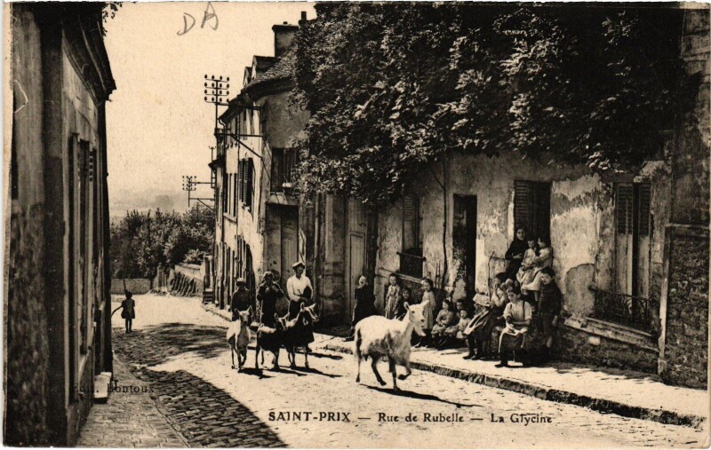 Carte postale ancienne Saint-Prix Rue de Rubelle, La Glycine France à Saint-Prix