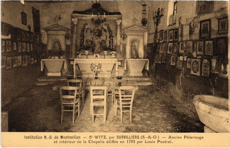 Carte postale ancienne Survilliers Ancien Pelerinage et interieur de la Chapelle France à Survilliers