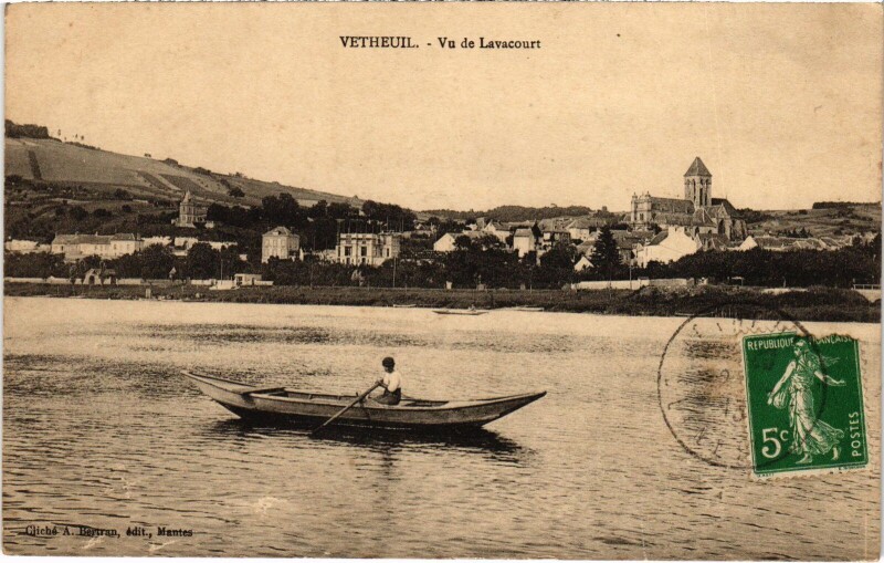 Carte postale ancienne Vetheuil Vu de Lavacourt France