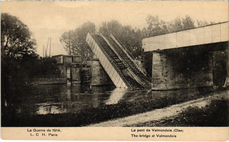 Carte postale ancienne Valmondois Le Pont de la Guerre de 1914 France à Valmondois