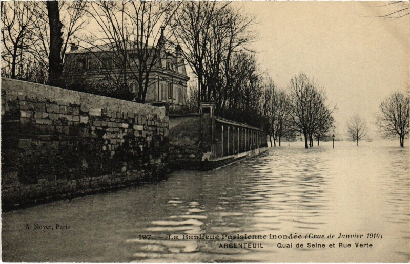 Carte postale ancienne Argenteuil Quai de Seine et Rue Verte France à Argenteuil