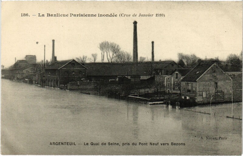 Carte postale ancienne Argenteuil Le Quai de Seine, pris du Pont Neuf France à Argenteuil