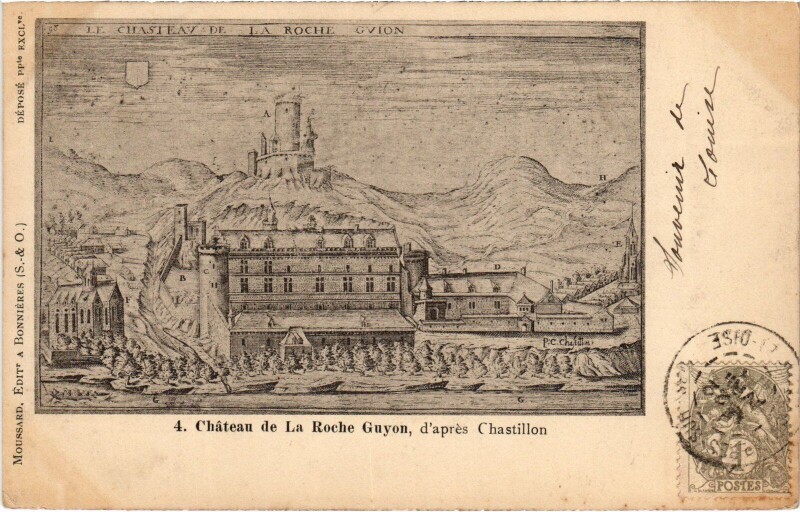Carte postale ancienne La Roche-Guyon Chateau d'apres Chastillon France à La Roche-Guyon