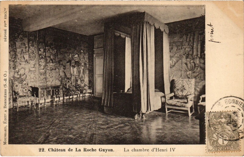 Carte postale ancienne La Roche-Guyon Le Chateau, La chambre d'Henri Iv France à La Roche-Guyon