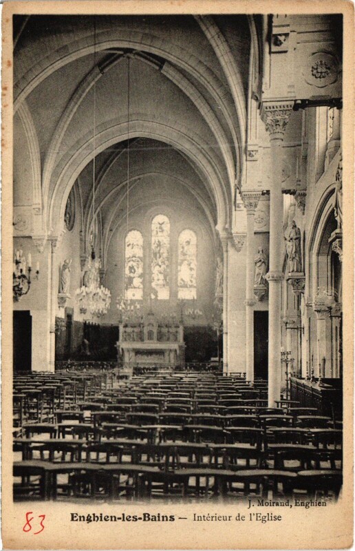 Carte postale ancienne Enghien les Bains Interieur de l'Eglise France à Enghien-les-Bains