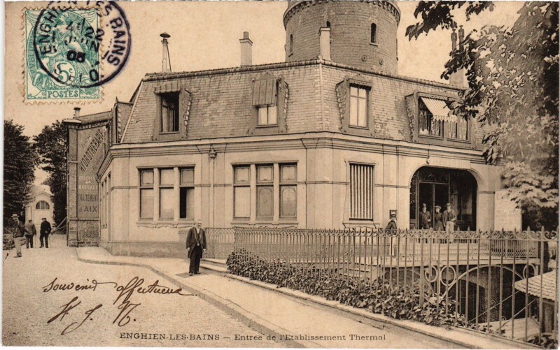 Carte postale ancienne Enghien les Bains Entree de l'Etablissement Thermal France à Enghien-les-Bains