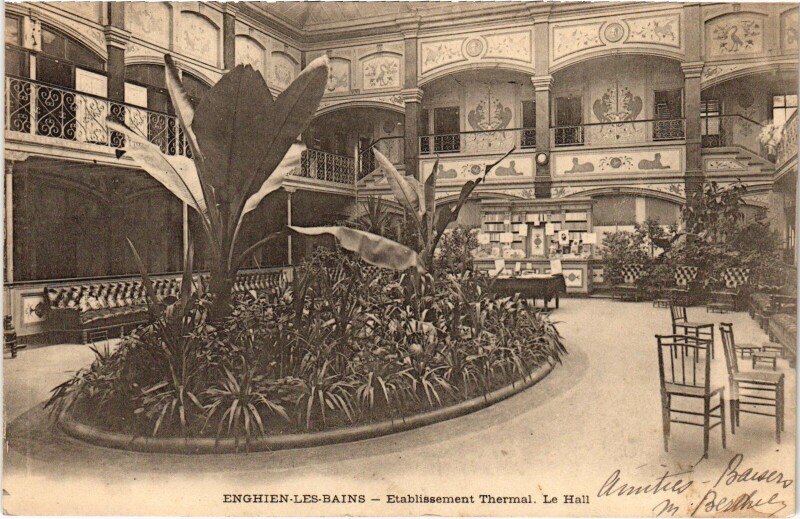 Carte postale ancienne Enghien les Bains Etablissement Thermal, Le Hall France à Enghien-les-Bains