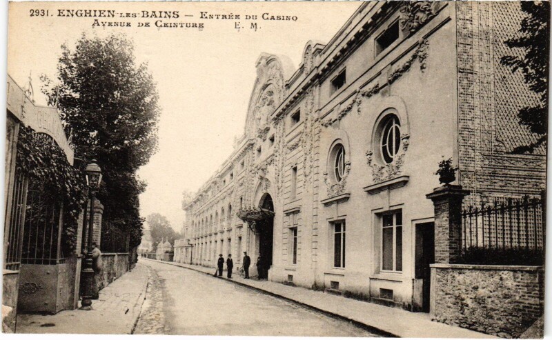 Carte postale ancienne Enghien les Bains Entree du Casino, avenue de Ceinture France à Enghien-les-Bains