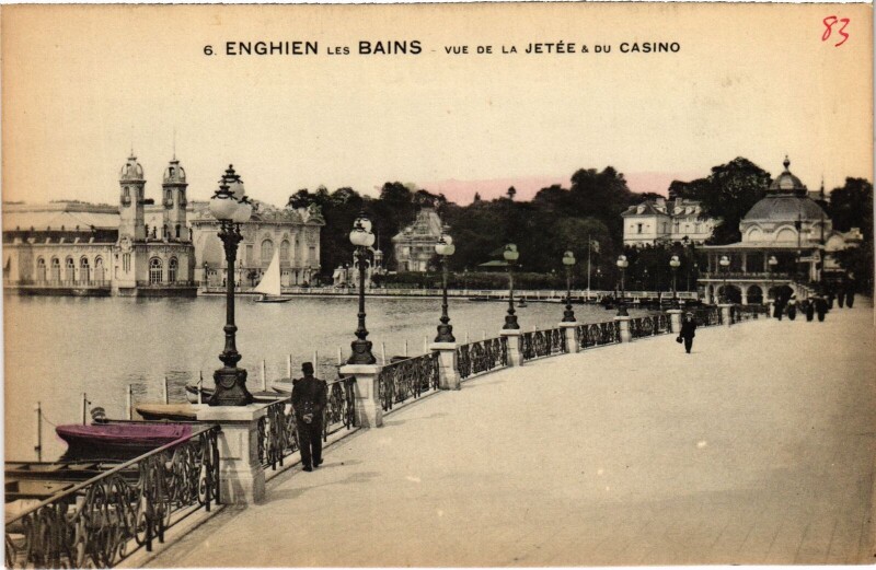 Carte postale ancienne Enghien les Bains Vue de la Jetee et du Casino France à Enghien-les-Bains