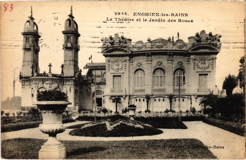 Carte postale ancienne Enghien les Bains Le Theatre et le Jardin des Roses France à Enghien-les-Bains