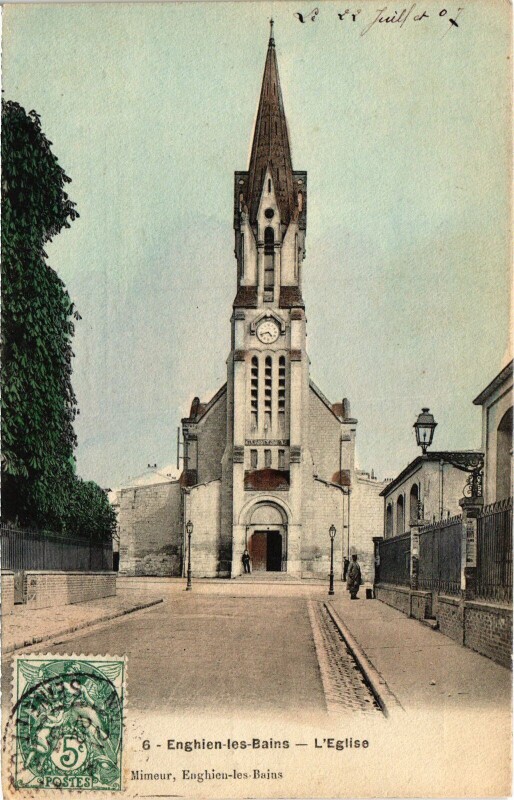 Carte postale ancienne Enghien les Bains L'Eglise France à Enghien-les-Bains