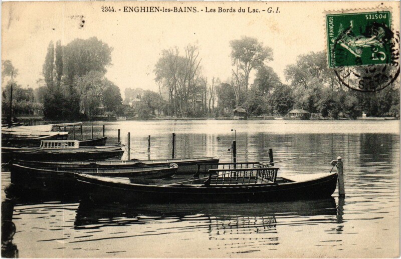 Carte postale ancienne Enghien les Bains Les Bords du Lac France à Enghien-les-Bains