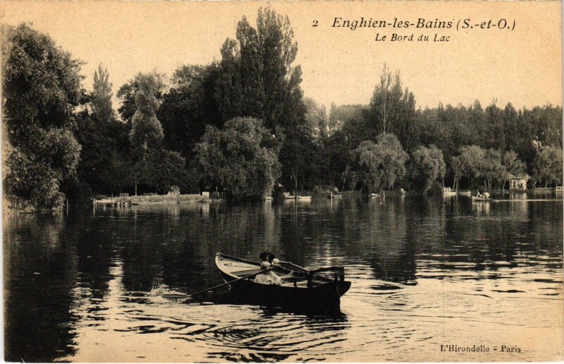 Carte postale ancienne Enghien les Bains Le Bord du Lac France à Enghien-les-Bains