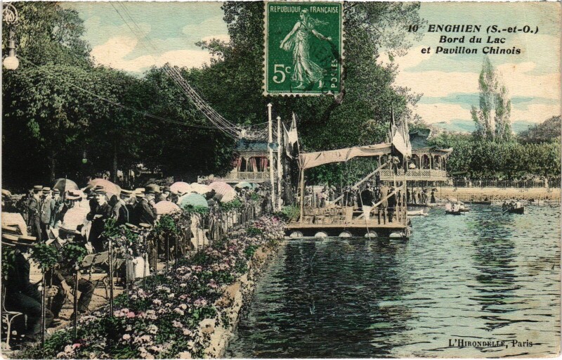 Carte postale ancienne Enghien les Bains Bord du Lac et Pavillon Chinois France à Enghien-les-Bains