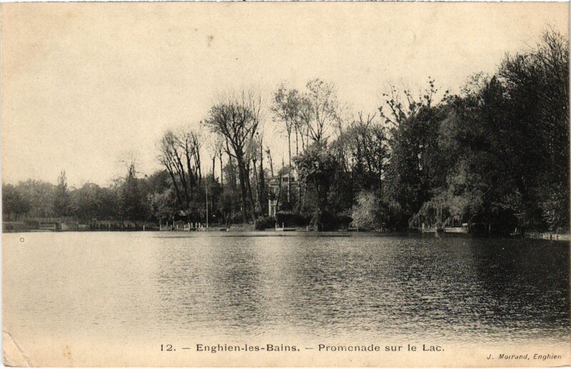 Carte postale ancienne Enghien les Bains Promenade sur le Lac France à Enghien-les-Bains