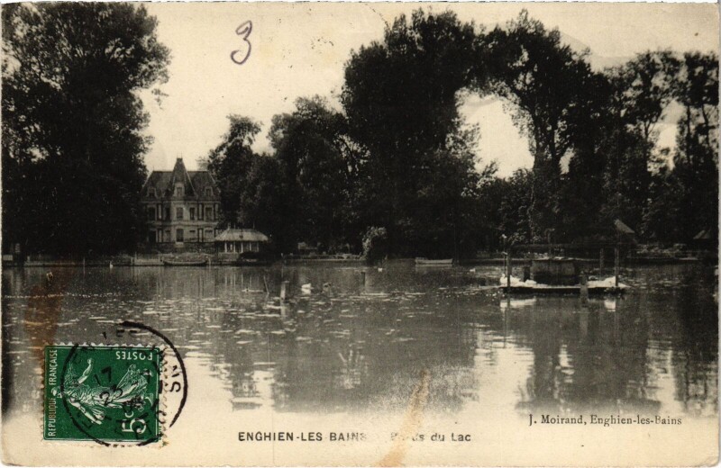Carte postale ancienne Enghien les Bains Bords du Lac France à Enghien-les-Bains