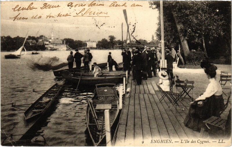 Carte postale ancienne Enghien les Bains L'Ile des Cygnes France à Enghien-les-Bains