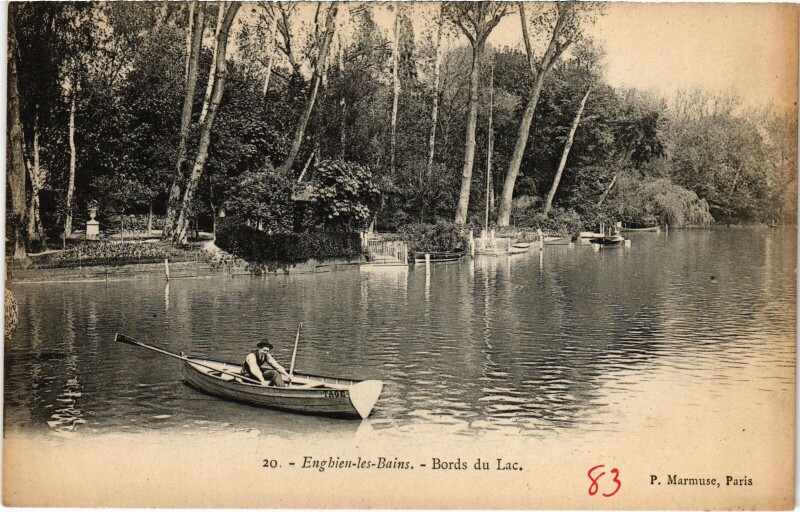 Carte postale ancienne Enghien les Bains Bords du Lac France à Enghien-les-Bains