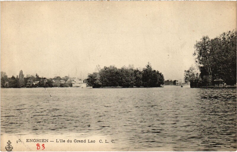 Carte postale ancienne Enghien les Bains L'Ile du Grand Lac France à Enghien-les-Bains