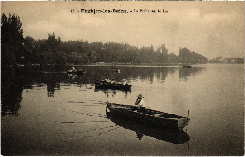 Carte postale ancienne Enghien les Bains La Peche sur le Lac France à Enghien-les-Bains